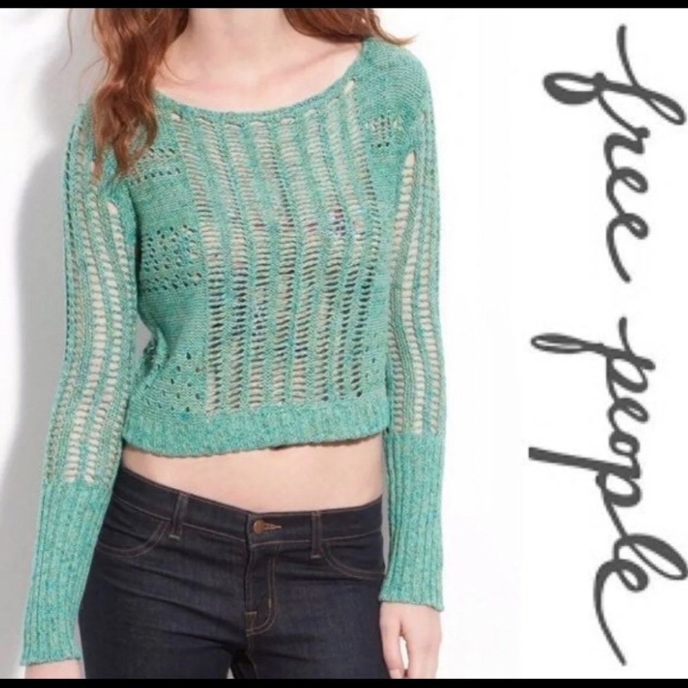 Free People Teal Knit Sweater